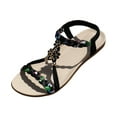 thumbnail image 1 of Fukaraa 2025 Summer Elastic Sandals Rhinestone Braided Comfort Beach Wedding Boho Casual Women Shoes, 1 of 9