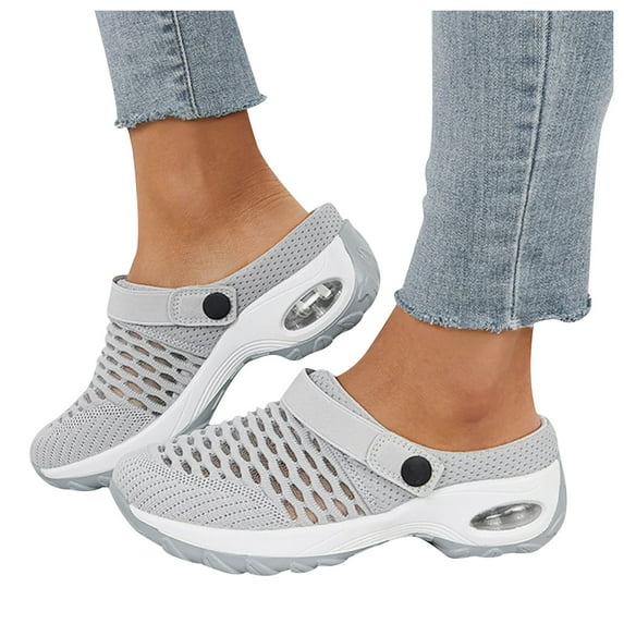 Fukaraa Breathable Mesh Clogs Women's Orthopedic Slip On Shoes Air Cushion Knee Support
