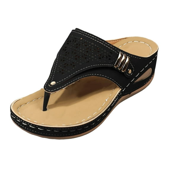 Fukaraa Breathable Platform Wedge Sandals Women Arch Support Leather Orthotic Summer