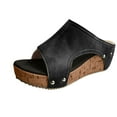 thumbnail image 1 of Fukaraa Women Cork Wedge Sandals Orthopedic Platform Slides Comfortable Summer Non Slip Wide Fit, 1 of 9