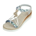 thumbnail image 1 of Fukaraa Strappy Sandals Women Dressy Rhinestone T Strap Summer Casual Beach, 1 of 9