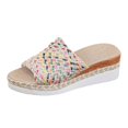 thumbnail image 1 of Fukaraa Raffia Platform Wedge Sandals Women's Summer Espadrille Beach Shoes, 1 of 6