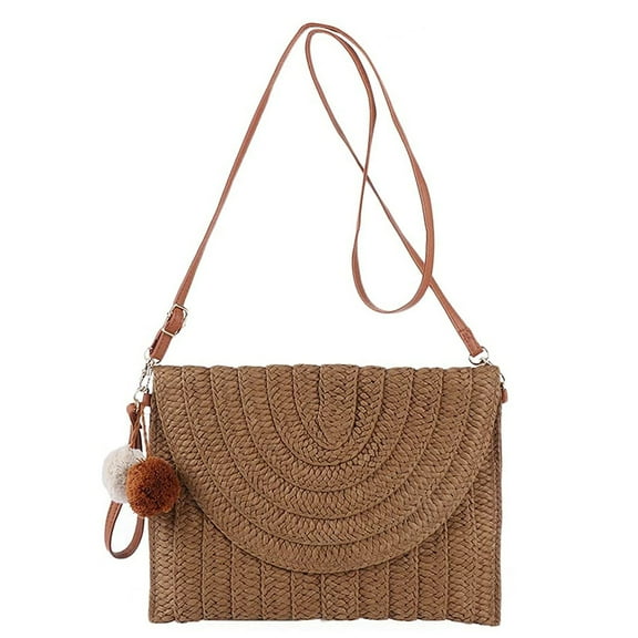 Fukaraa Straw Beach Crossbody Bag Summer Clutch Purse Handbag Waterproof