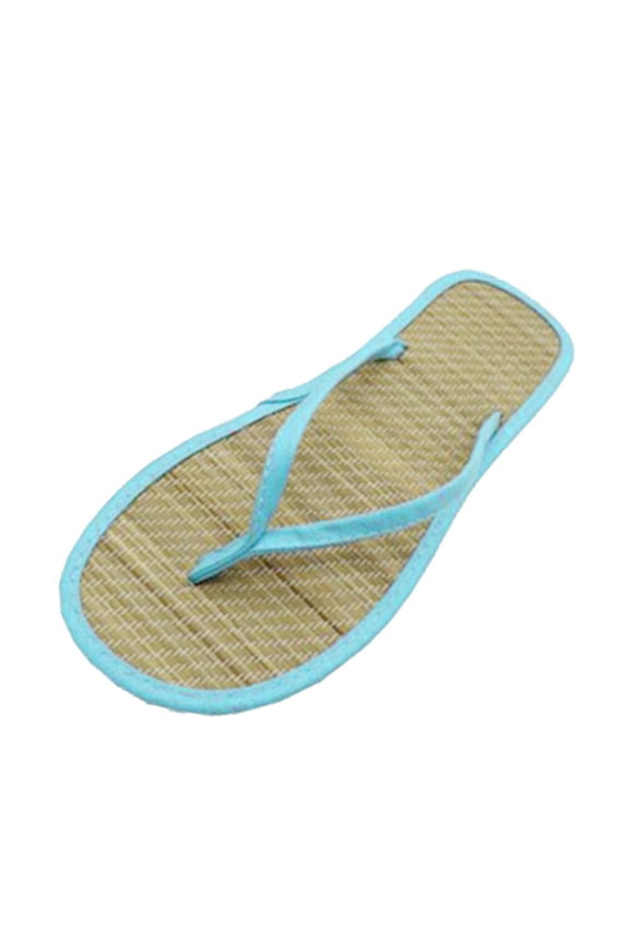 Summer Bamboo Sandals for Women Non-Slip Sole Woven Straw Flip Flops Casual Shoes