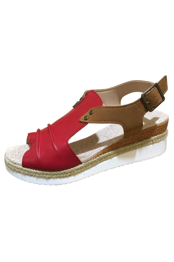 Wide Width Wedge Sandals Women Summer Espadrille Platform Open Toe Ankle Strap