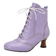 thumbnail image 1 of Fukaraa Victorian Style Boots Women Lace Up Ankle Mid Heel Almond Toe, 1 of 8
