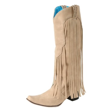 Women's Cowboy Knee High Boots - Cutout Design With Chunky Block Heel & Pointed Toe