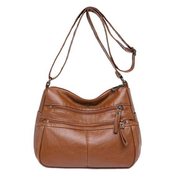 Fukaraa Women PU Leather Crossbody Bag Multi Pocket Waterproof Messenger Purse