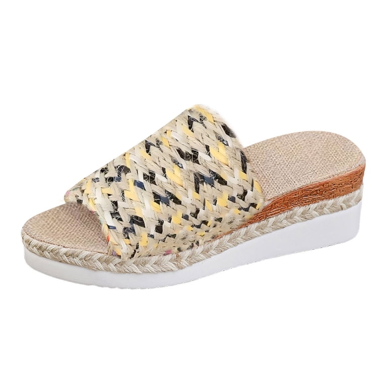 Fukaraa Raffia Platform Wedge Sandals Women display picture 1