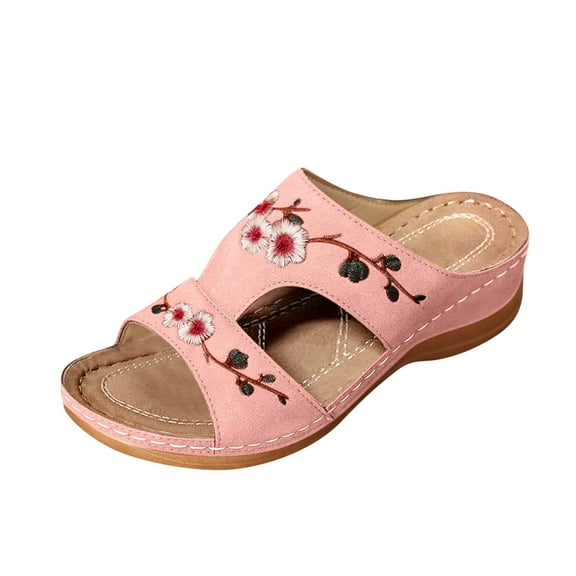Fukaraa Anti-Slip Wide Width Sandals Women Orthopedic Slip-On Summer Casual
