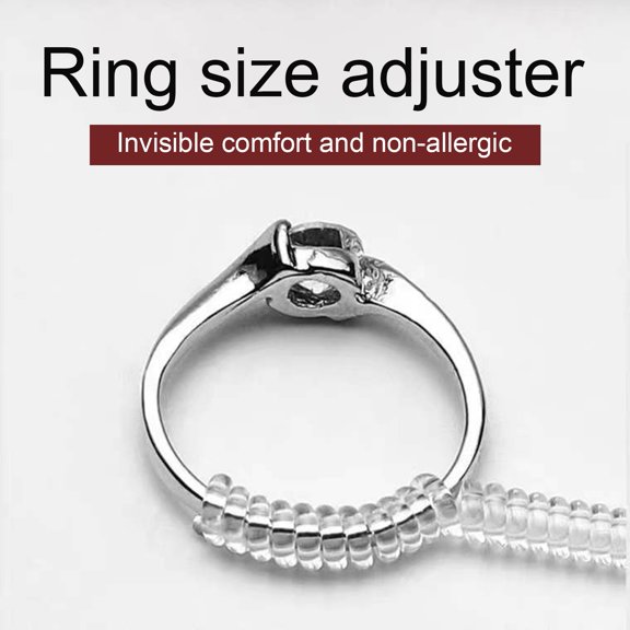 Fukawx 5Pcs Ring Rubber Size Adjuster for Loose Rings Invisible Ring Guard for Women Clear Plastic Wide Thin Band Resizing Ring Resize Make Ring Smaller