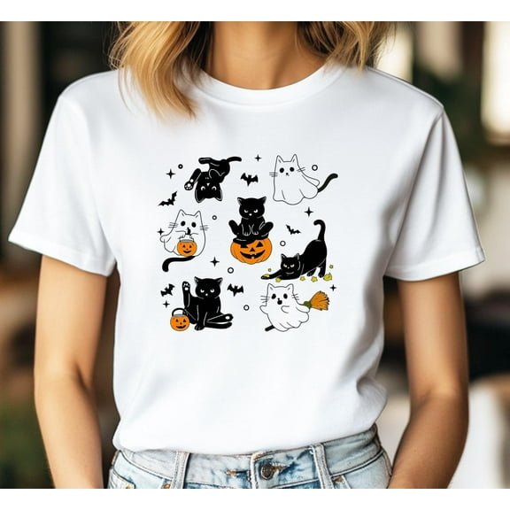 Fukika Cute Halloween Ghost Boo Cat, Halloween Shirt, Halloween Pumpkin Cat, Halloween Cat