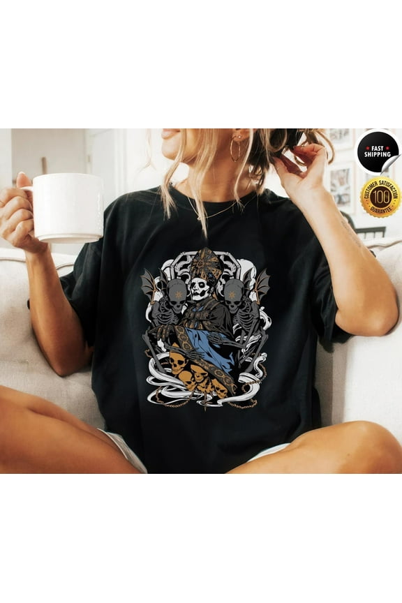 Ghost Band Merch Tshirt , Tobias Forge Art Shirt, Cyberpunk Theme, Rock Music Fan Gift, MW2 Ghost, Ghost SV, ghost band tshirt, perpetual