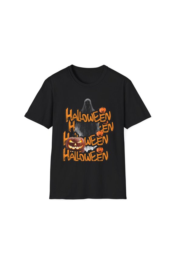 Halloween Unisex Softstyle T-Shirt, Spooky Halloween Shirt, Ghost Tee, Pumpkin Shirt, Fall Apparel, Halloween Costume