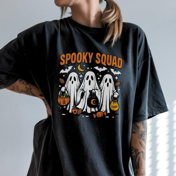 Fukika Spooky Squad Trick Or Treat T-shirt | Cute Ghost Halloween Shirt | Candy Crew Tee | Funny Pumpkin Spooky Season Gift