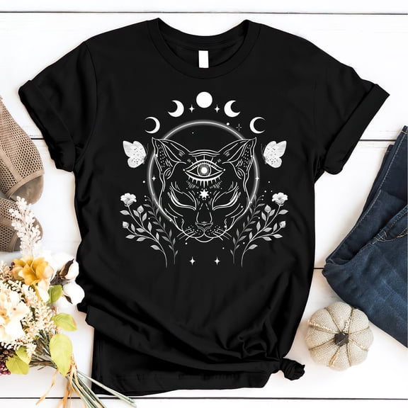 Fukika Wicca Cat Witch Shirt, Witchy Witch Shirt, Witchcraft, Occult, Pagan Clothing