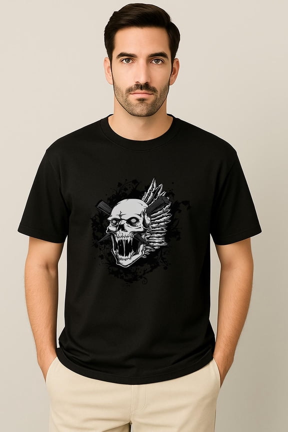 Winged Skull T-Shirt – Gothic Punk Rock Graphic Tee – Biker Skull Design Shirt – Unisex Dark Streetwear Top - Gift For Him Her