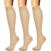 Fuklindy 3 Pairs Medical Sport Compression Socks - 15-20mmhg Graduated Knee-High Support for Men & Women, Ideal for Soccer, Running, and Nurses