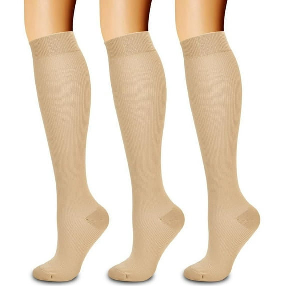 Fuklindy 3 Pairs Medical Sport Compression Socks - 15-20mmhg Graduated Knee-High Support for Men & Women, Ideal for Soccer, Running, and Nurses