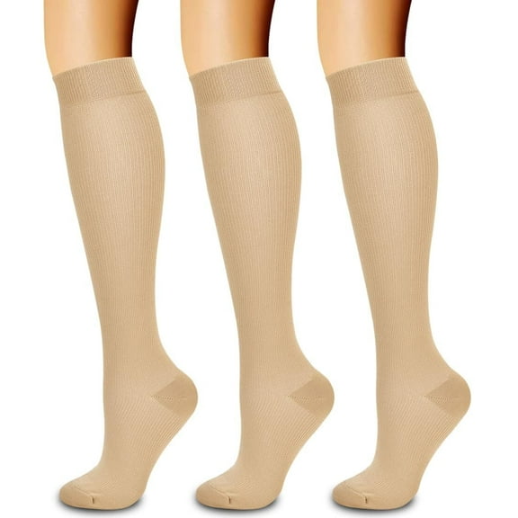 Fuklindy 3 Pairs Medical Sport Compression Socks - 15-20mmhg Graduated Knee-High Support for Men & Women, Ideal for Soccer, Running, and Nurses