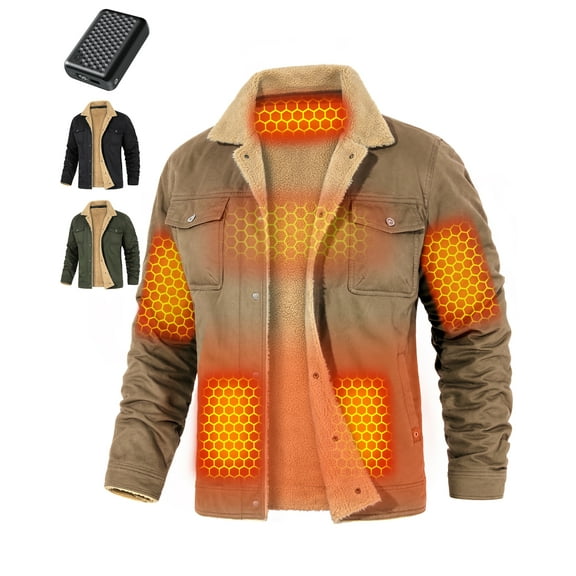 Fuklindy Graphene Heated Jacket for Men Heat Up to 20HRS 2V Fast Charge 18400mAh Large Capacity Winter Outdoor Lightweight Heating Jackets Battery Powered Heating Jacket for Hiking Skiing Camping