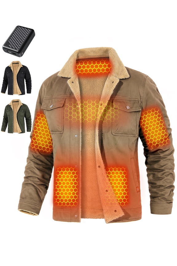 Graphene Heated Jacket for Men Heat Up to 20HRS 2V Fast Charge 18400mAh Large Capacity Winter Outdoor Lightweight Heating Jackets Battery Powered Heating Jacket for Hiking Skiing Camping