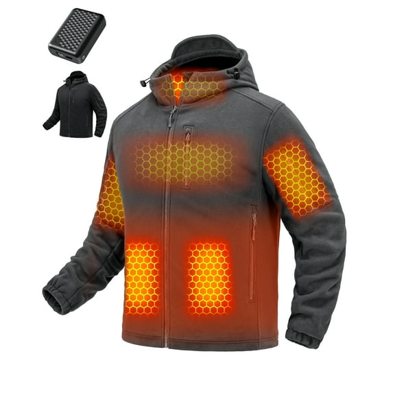 Fuklindy Graphene Heated Jacket for Men Heat Up to 20HRS 2V Fast Charge 18400mAh Large Capacity Winter Outdoor Lightweight Heating Jackets Battery Powered Heating Jacket for Hiking Skiing Camping