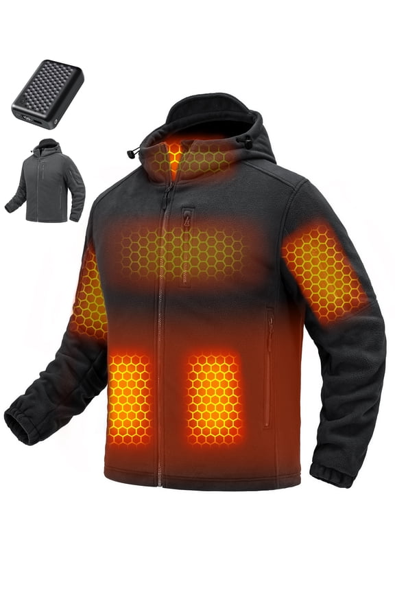 Graphene Heated Jacket for Men Heat Up to 20HRS 2V Fast Charge 18400mAh Large Capacity Winter Outdoor Lightweight Heating Jackets Battery Powered Heating Jacket for Hiking Skiing Camping