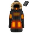 thumbnail image 1 of Fuklindy Graphene Heated Jacket for Women with Battery, 12V Fast Charge 18400mAh Large Capacity Winter Outdoor Lightweight Heating Jackets Long Down Jacket Black, 1 of 5