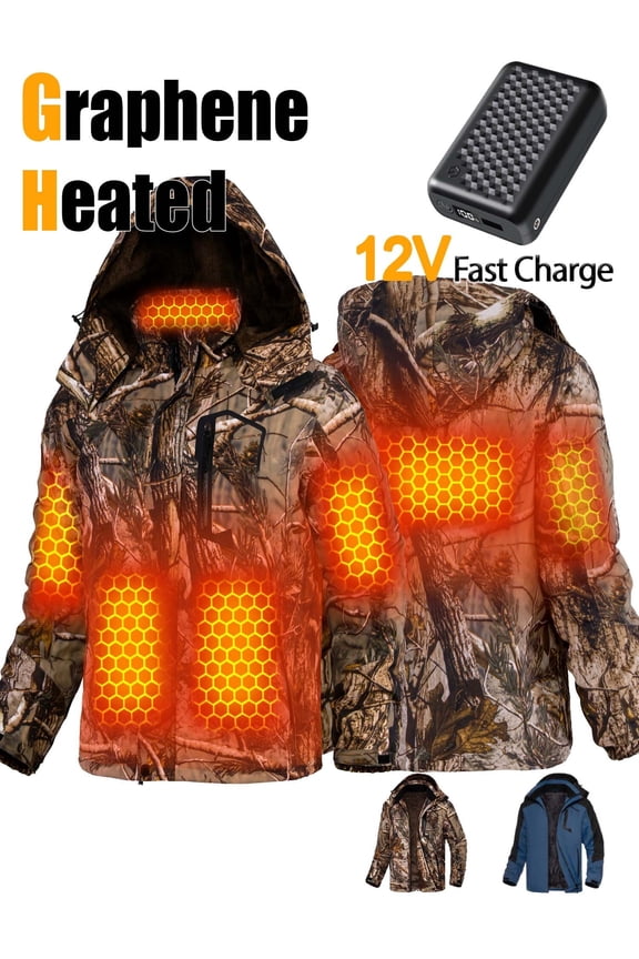 Graphene Heated Jacket for Men 12V Fast Charge 18400mAh Large Capacity Winter Outdoor Lightweight Heating Jackets