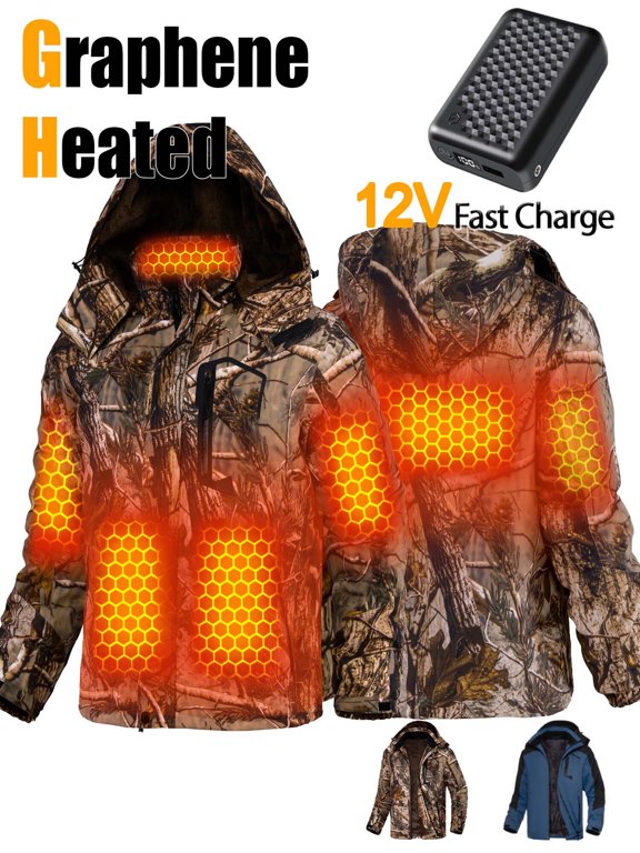 Graphene Heated Jacket for Men 12V Fast Charge 18400mAh Large Capacity Winter Outdoor Lightweight Heating Jackets