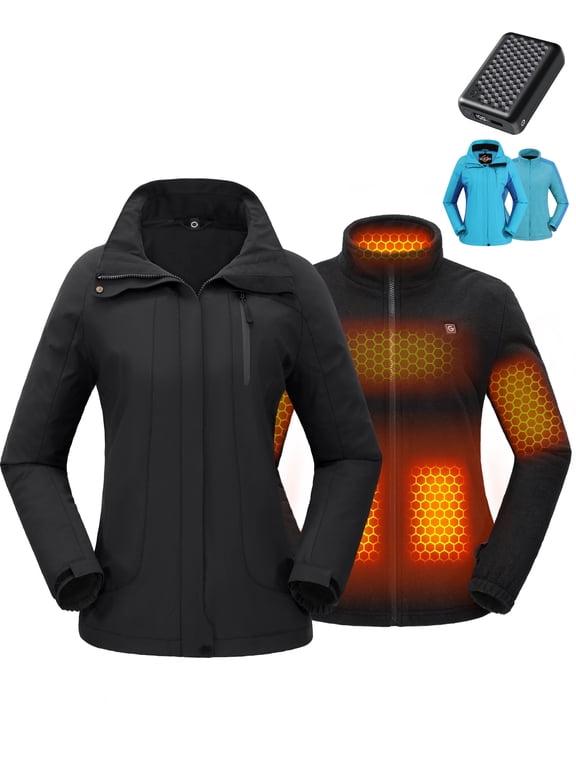 Graphene Heated Jacket for Women with Battery, 12V Fast Charge 18400mAh Large Capacity Winter Outdoor Lightweight Heating Jackets