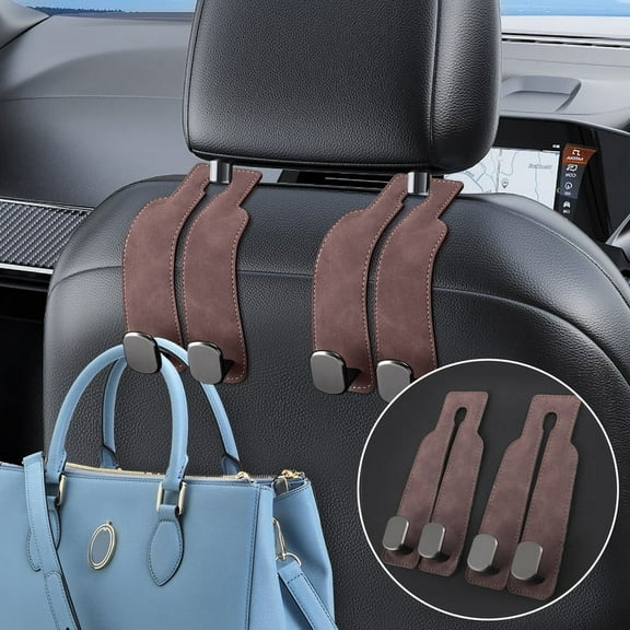 Fukushima Car Headrest Hooks for Purses and Bags, Head Rest Hooks Car Bag Hooks, Stylish Car Seat Organizer Hooks for Handbag Coat Umbrellas