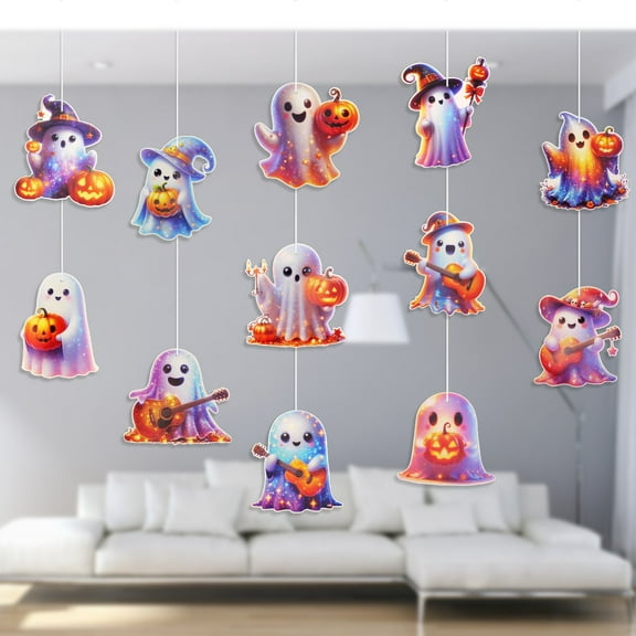 Fukushima Halloween Hanging Decorations - 12 PCS Hanging Streamers Garland - Ghost Pumpkin Pendants for Home Indoor Outdoor Party Office Decor Supplies