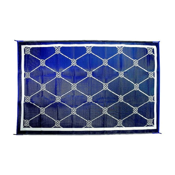 FulTyme RV 6064 Outdoor Patio Mat, Blue/White, 6' x 9'
