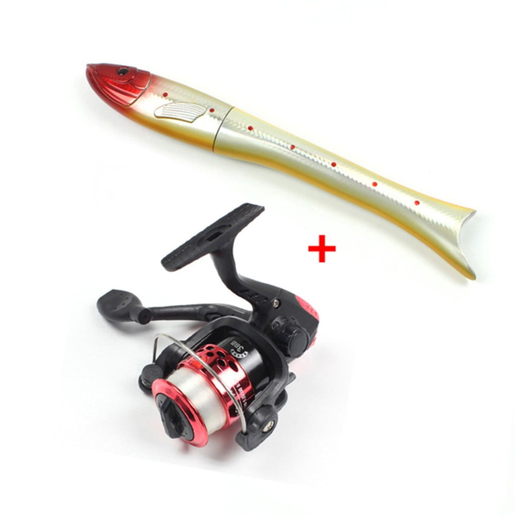Fule 1.6m Carbon Fishing Rod Reel Combo Fish Shaped Pocket Pen Casting Rod  Spin Wheel 