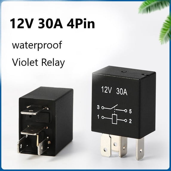 Fule 12V 30A 4PIN Relay Violet Relay 30A 4PIN Conversion Waterproof 1.3W 12V