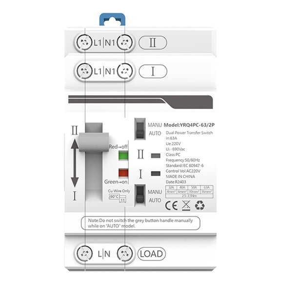Fule 1PCS ATS Dual Power Automatic Transfer Switch 32-63A For Grid to Generator 220V
