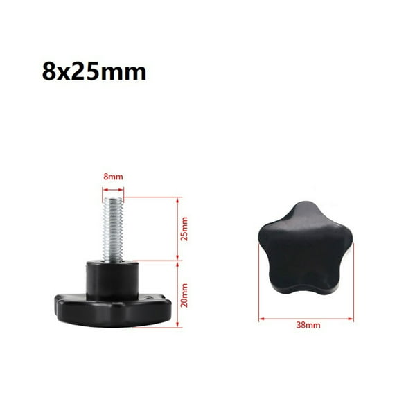Fule 2PCS Star handle fastening screws star handle rubber head knob hand screw bolt