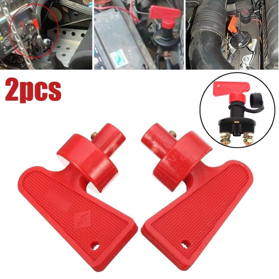 Fule 2pcs ABS Plastic Spare Key For Battery Isolator-Switch Power-Kill Cut Off Switch Car Van Boats Red Parts Accessories
