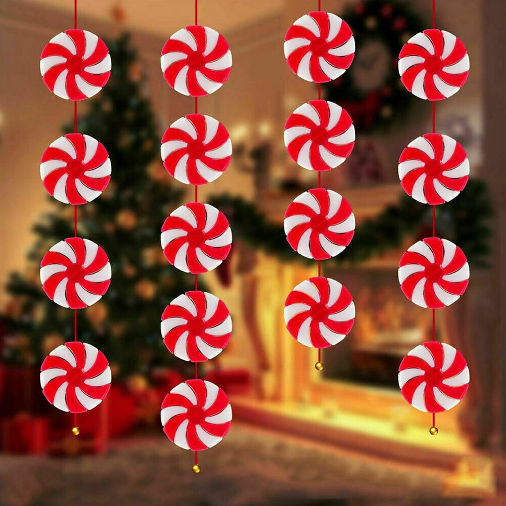 Fule 30 PCS Christmas Hanging Candy Ornaments, Red Christmas Peppermint