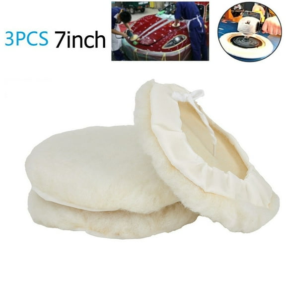 Fule 3Pcs 7inch Car Lambs Wool Bonnet Buffing Wheel Pad Buffer Polishing Polisher Pad
