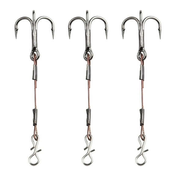 Fule 3pcs Pike Perch Bass Predator Lure Fishing Stingers Treble Hooks Stainless Steel