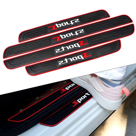 Fule 4pcs Rubber Car Door Sill Scuff Plate Cover Panel Step Protector Car Accessories