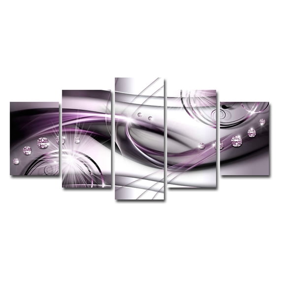 Fule 5 Panel Purple Picture Artwork Oil Painting on Canvas Stretched and Framed Giclee Print Home Decoration Living Room Bedroom Wall Art Hanging