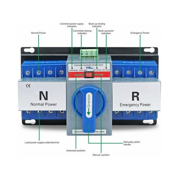 Fule 63A Automatic Dual Power Automatic Circuit Breaker Transfer Switch Generator CB Micro-break Type 2P 63A 220V 4P 63A 400V