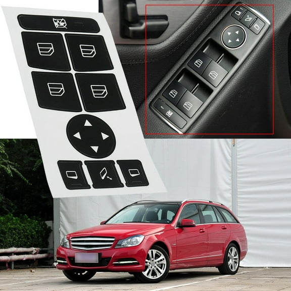 Fule Car Window Control Switch Button Repair Sticker Switch Knob Repair Sticker For Mercedes-Benz W204 C300 Button Repair Kits
