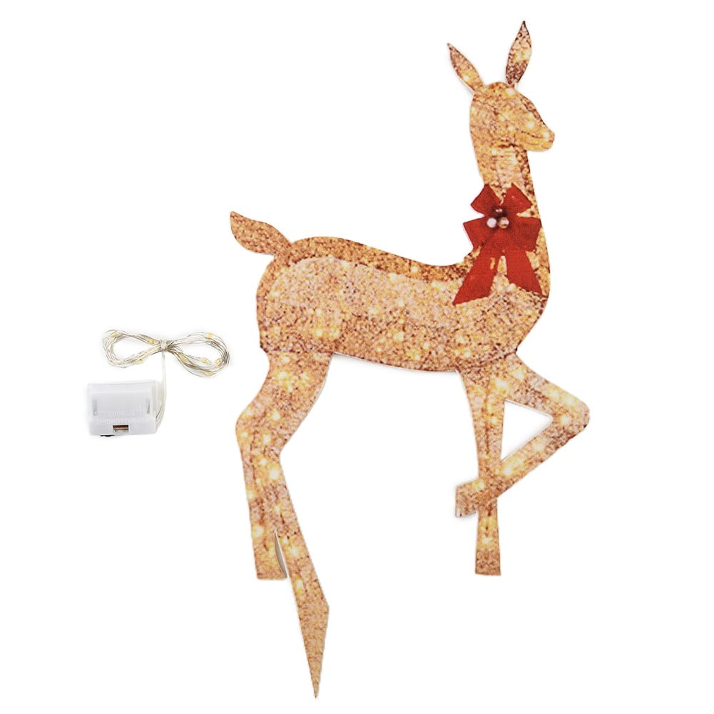 Fule Christmas Lights Reindeer Decorations Illuminated Deer with Red