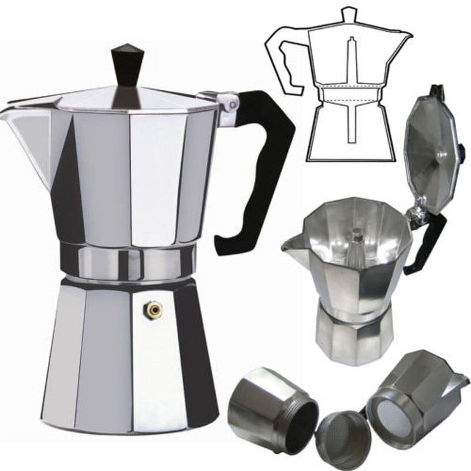 COOK, PREP, EAT Electric Cuban Coffee Maker, Italian Moka Espresso Maker, 3  or 6 Cups, Portable Moka Pot, Cafetera Electrica Greca, Cafe Cubano