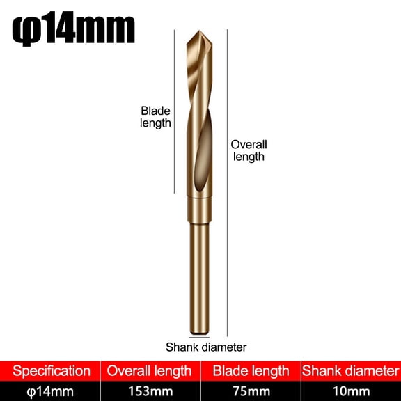 Fule HSS Cobalt Drill Bit 14-22mm Reduced Shank Drill Bit for Metal, Aluminium,etc